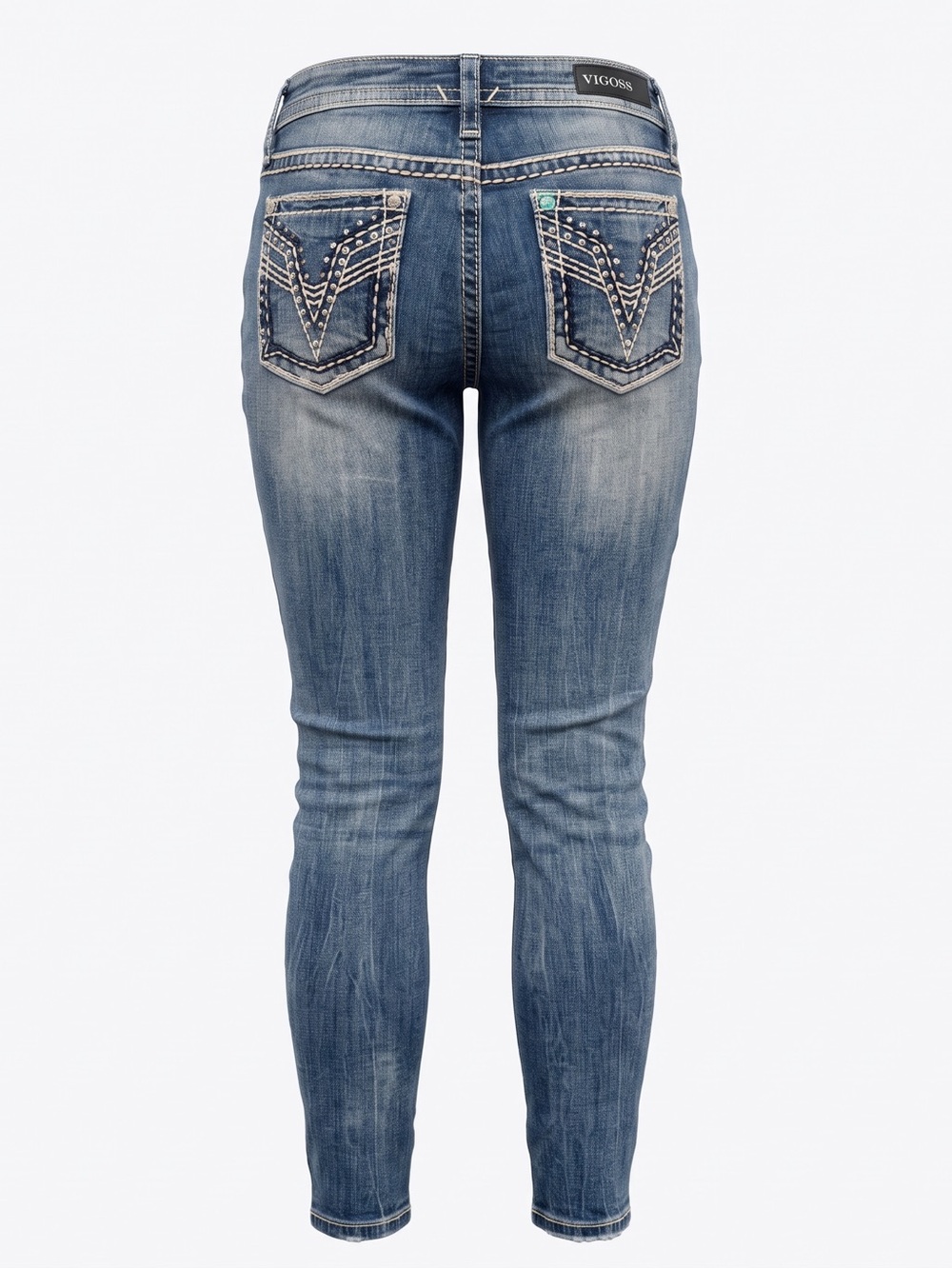 Vigoss Distressed Indigo Skinny Ankle Jeans
